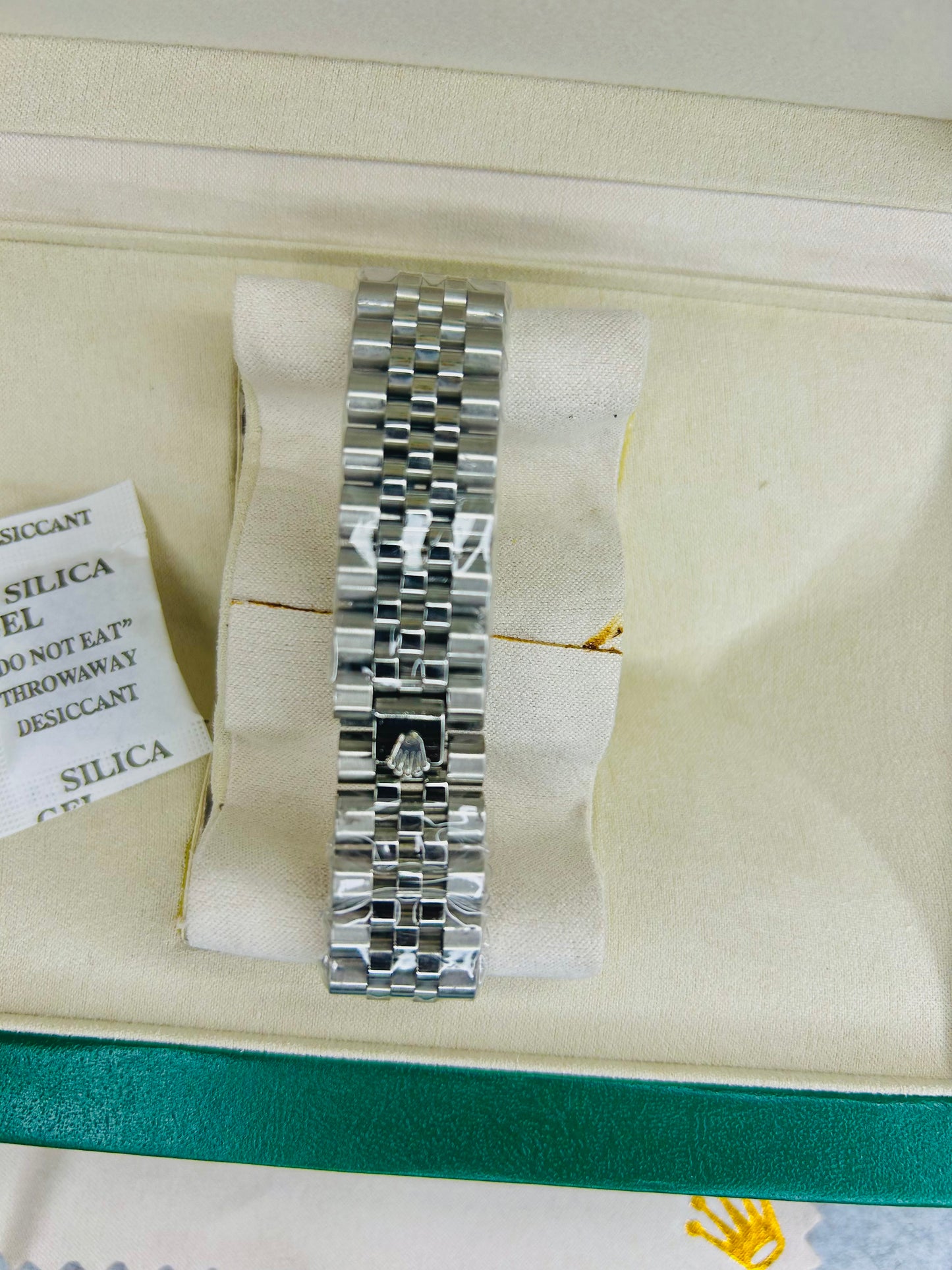 Blue-Black Submariner Dial Watch with Silver Chain & Original Rolex Box