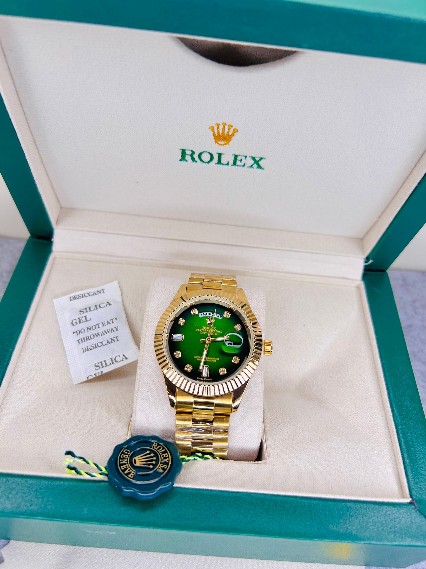 Green Dial Luxury Watch with Original Rolex Box