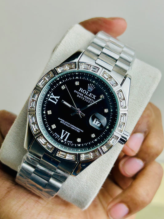 Gold Color Luxury Watch with Stone Dial & Original Box