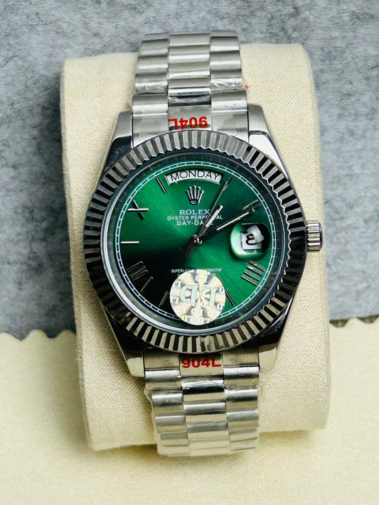 Europe Grade Olive Dial Silver Chain Automatic Watch