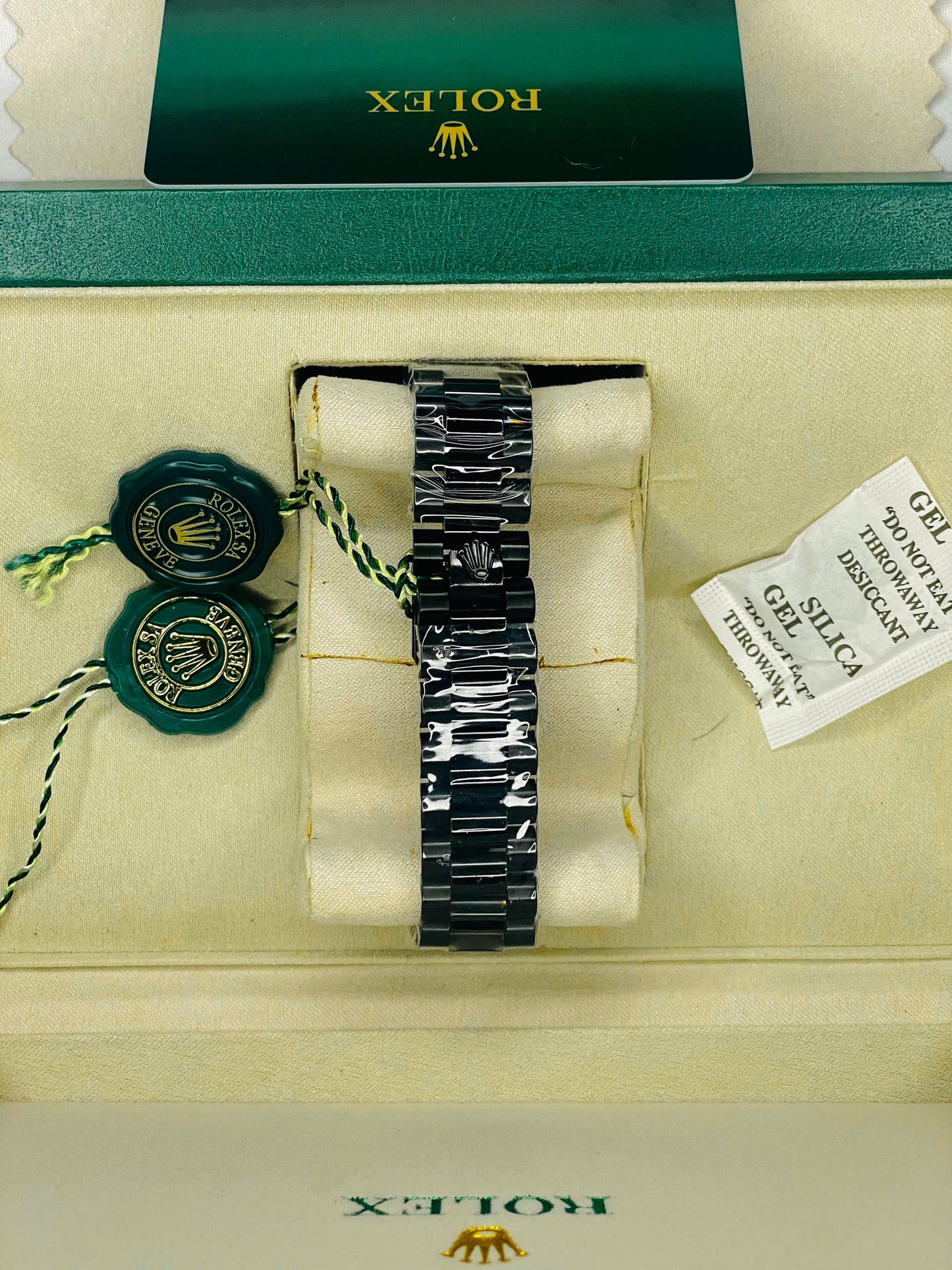 Luxury Black Watch with Stone-Studded Black Dial & Original Rolex Box