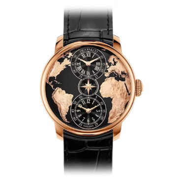 Astronomia World Map Dual Time Zone Rose Gold