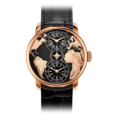 Astronomia World Map Dual Time Zone Rose Gold