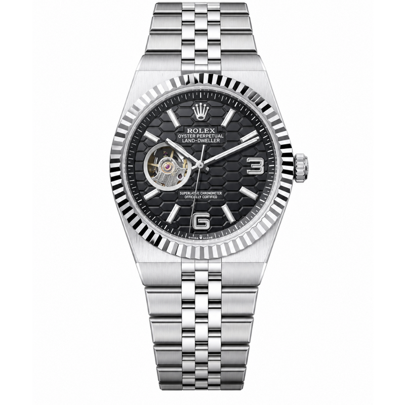 Oyster Perpetual Land-Dweller watch with honeycomb motif dial