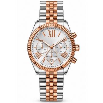 Michael Kors Silver & Rose Gold Chronograph
