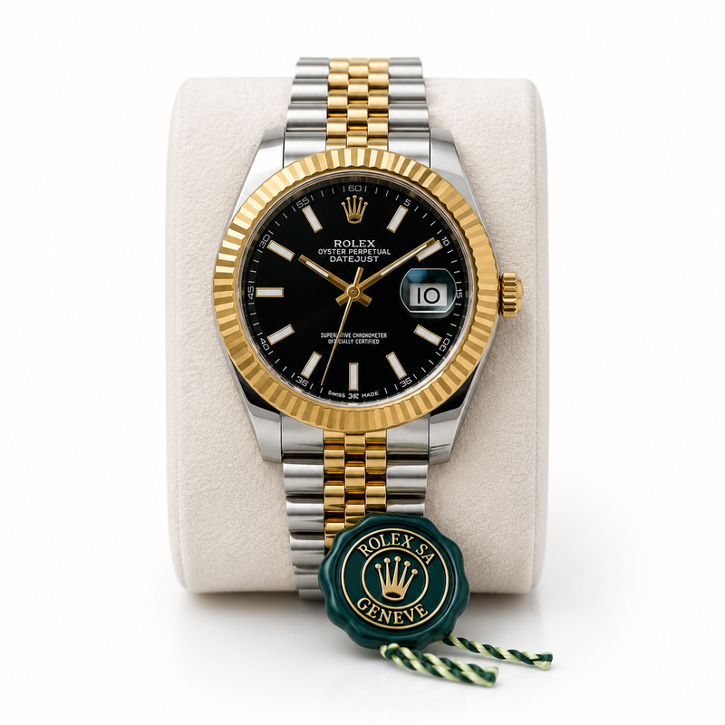 Ro-lex Datejust 126333 Black Dial Jubilee Bracelet 41mm Dual Tone Men’s Watch