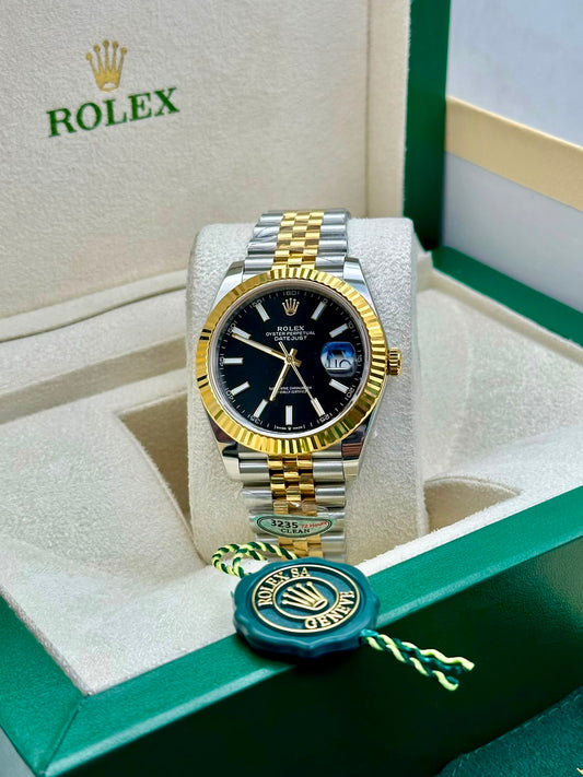 Ro-lex Datejust 126333 Black Dial Jubilee Bracelet 41mm Dual Tone Men’s Watch