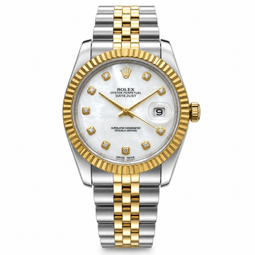 Datejust Style Two-Tone Watch – Gold & Silver Jubilee Bracelet with Pearl Dial