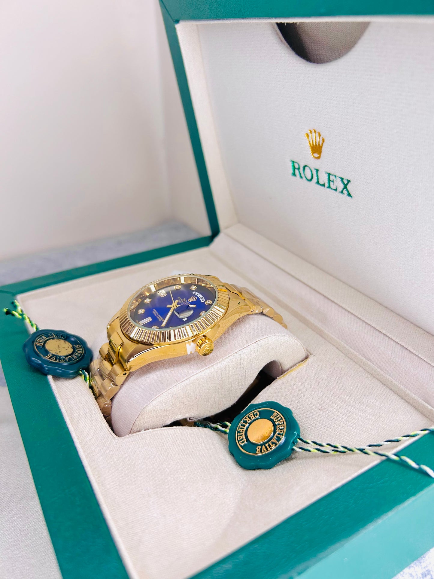 Green Dial Luxury Watch with Original Rolex Box