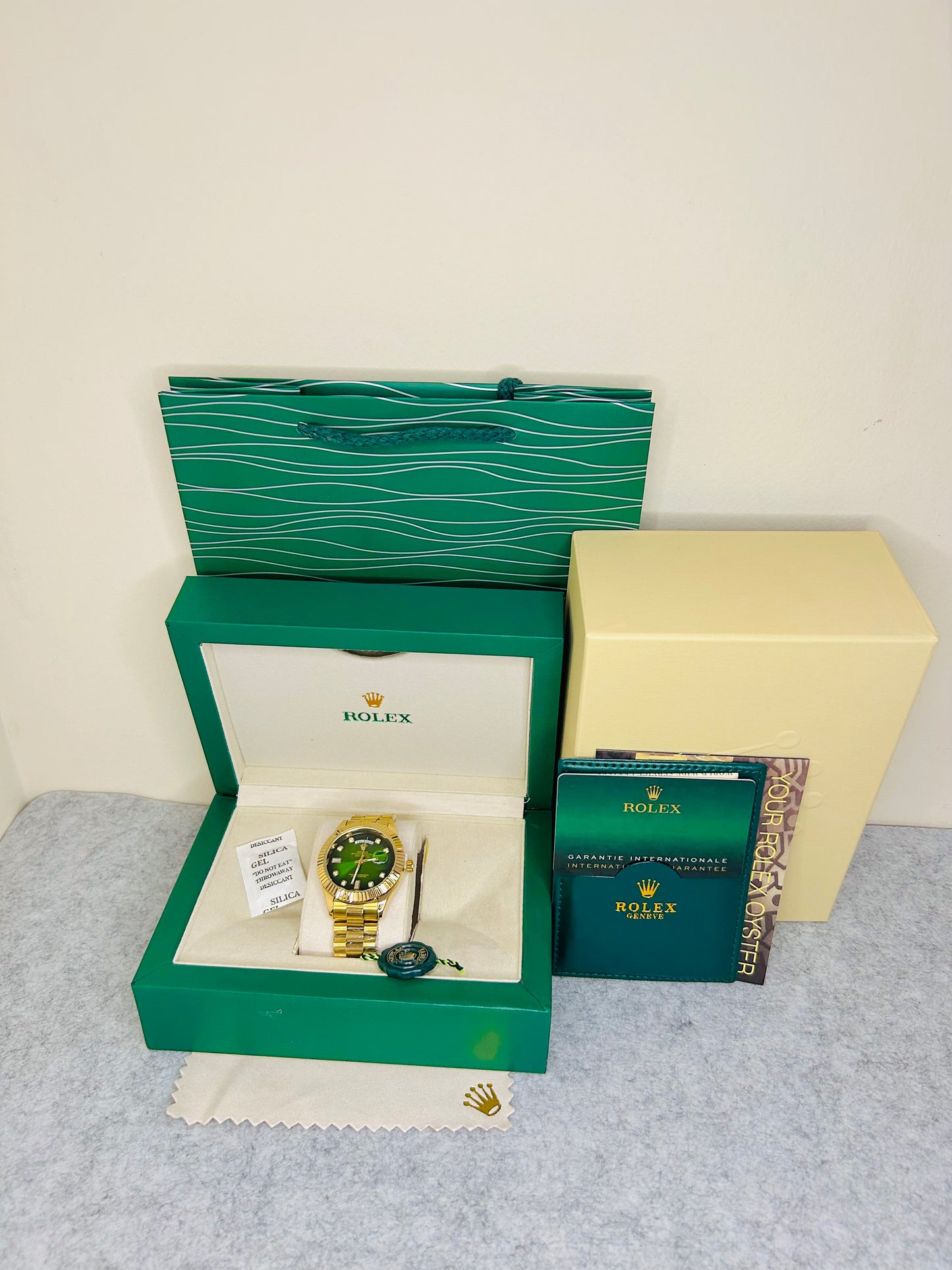 Green Dial Luxury Watch with Original Rolex Box