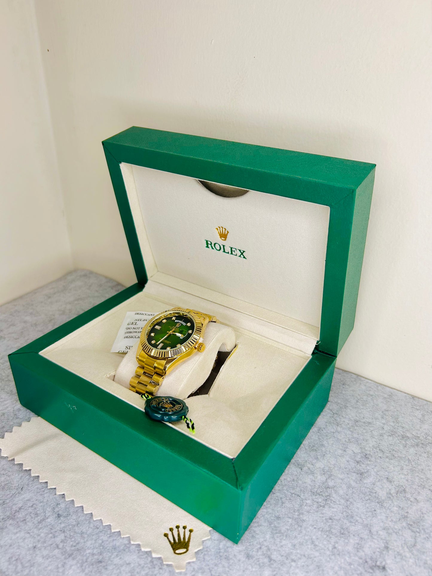 Green Dial Luxury Watch with Original Rolex Box