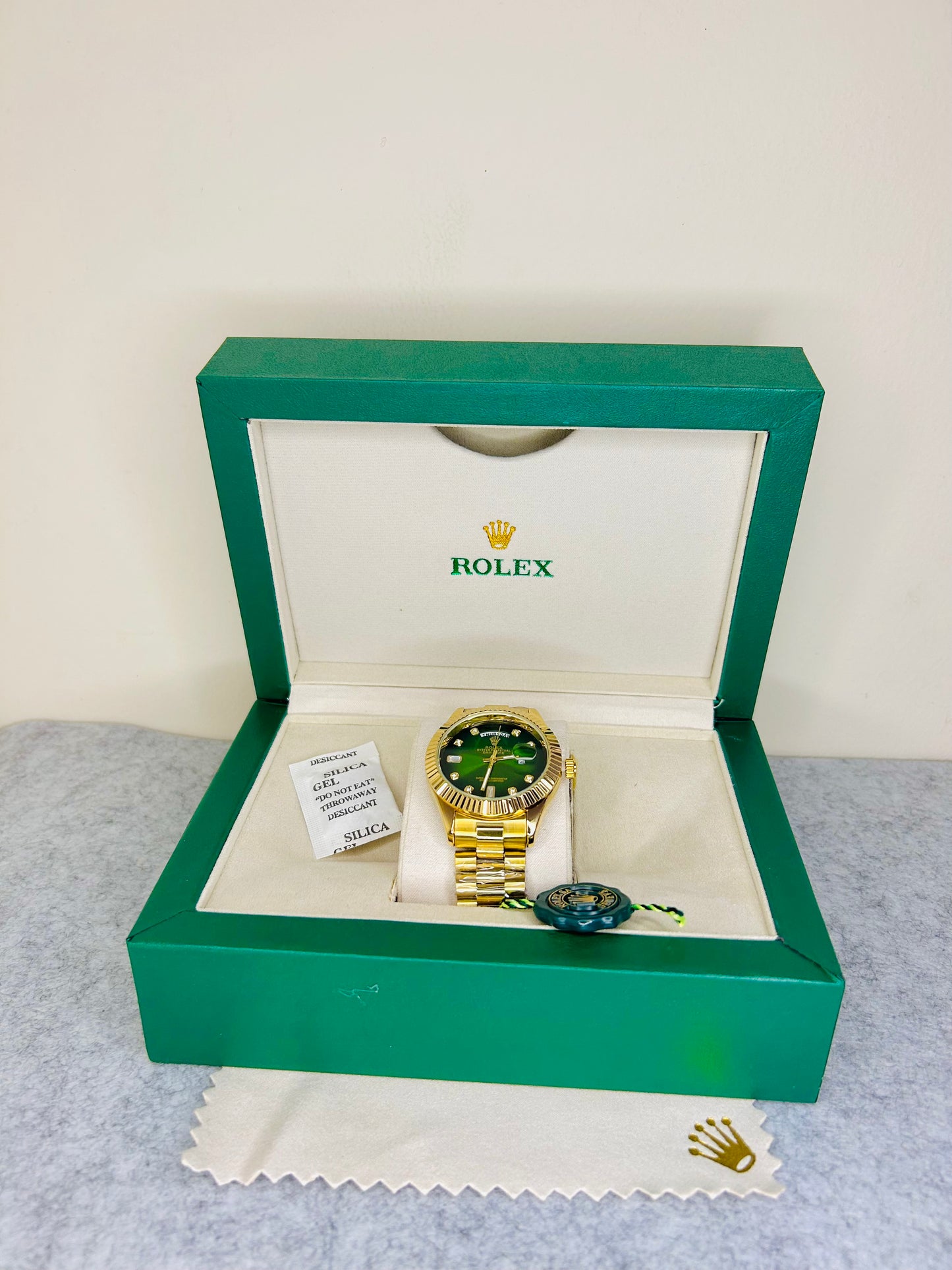 Green Dial Luxury Watch with Original Rolex Box