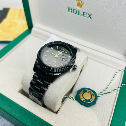 Premium Black Luxury Watch – 43mm, Mechanical Chronograph + Original Rolex Box