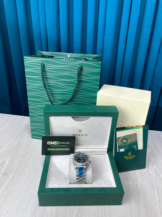 Gold Color Luxury Watch with Stone Dial & Original Box