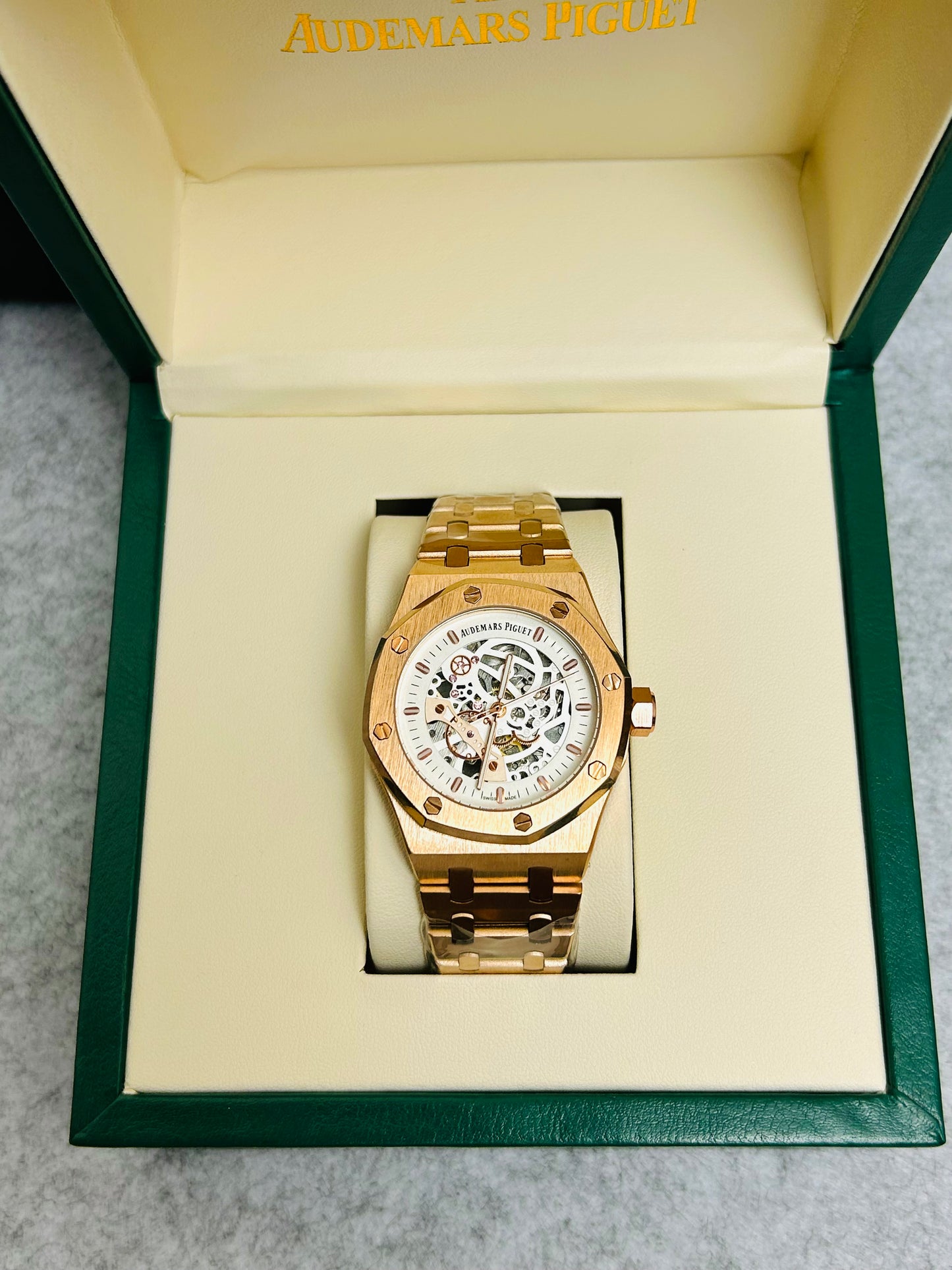 Luxury Quality Automatic Mechanical Watch | AP Watch RO 1002 with orgial box card &  Pēpāra See dictionary 5 / 5,000 Paper