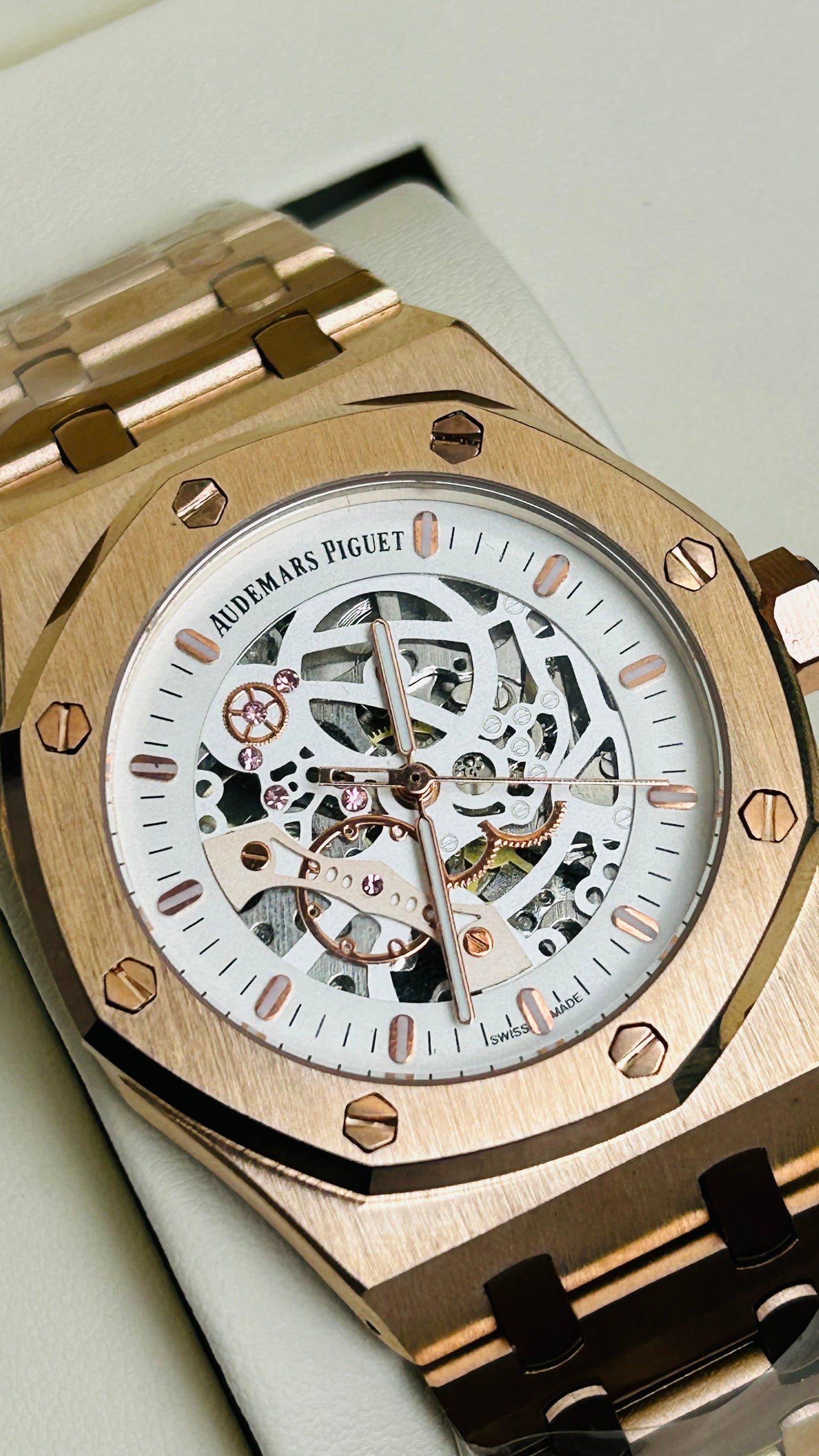 Luxury Quality Automatic Mechanical Watch | AP Watch RO 1002 with orgial box card &  Pēpāra See dictionary 5 / 5,000 Paper