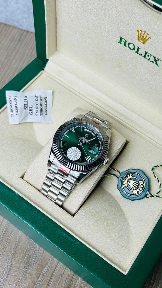 Europe Grade Olive Dial Silver Chain Automatic Watch