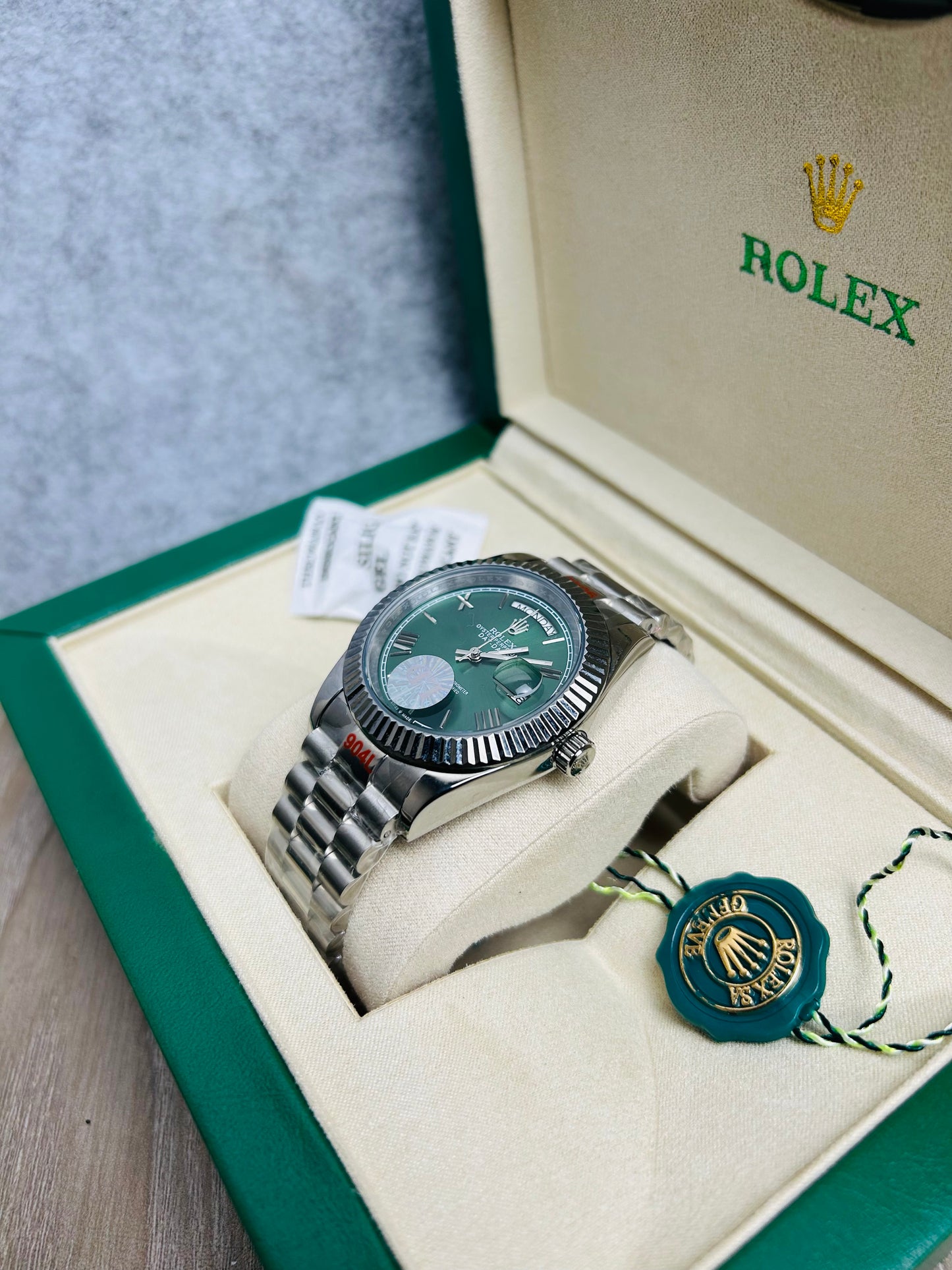 Europe Grade Olive Dial Silver Chain Automatic Watch