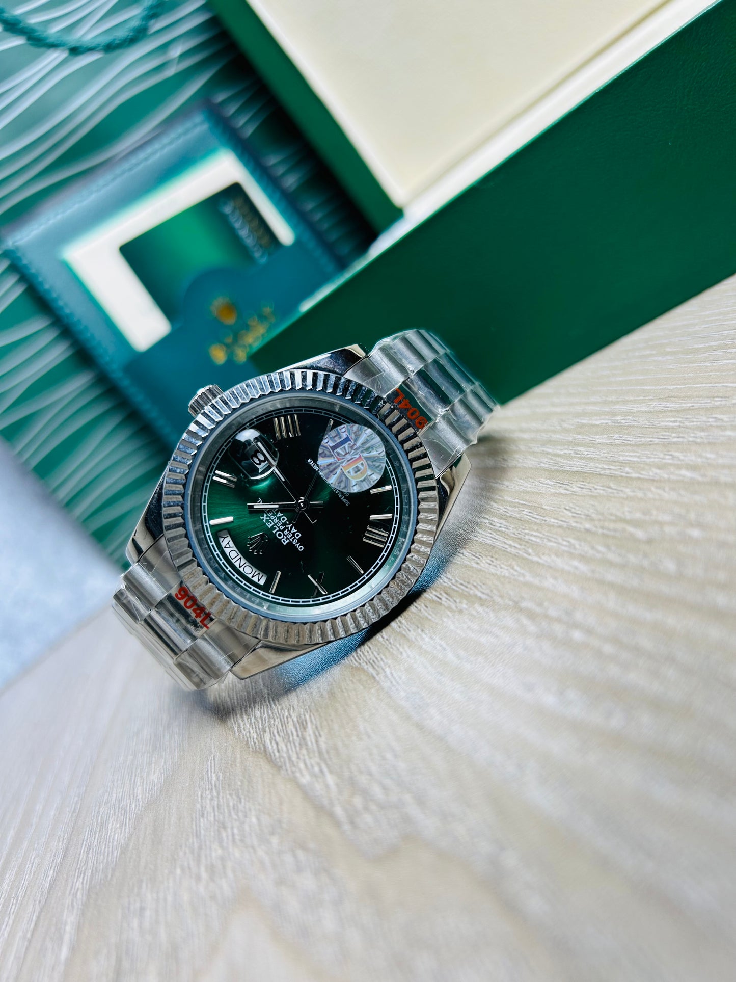 Europe Grade Olive Dial Silver Chain Automatic Watch