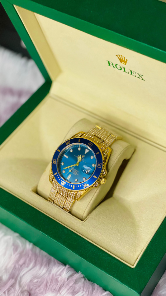 Rose Gold Mesh Strap Luxury Watch with Rolex Box