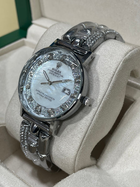 Datejust 31 – White Mother-of-Pearl Dial with Diamond Markers & Bezel