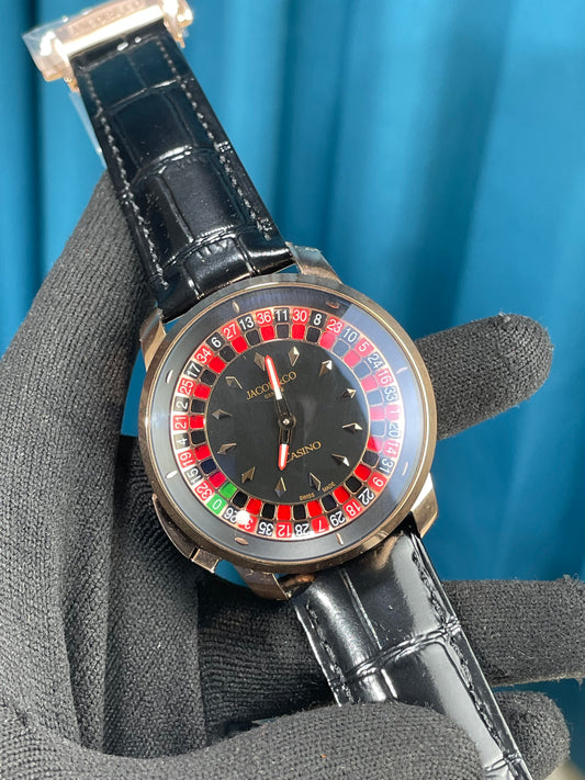 Ja & Co Swiss 1:1 Grade Rose Gold Casino Tourbillon Stone