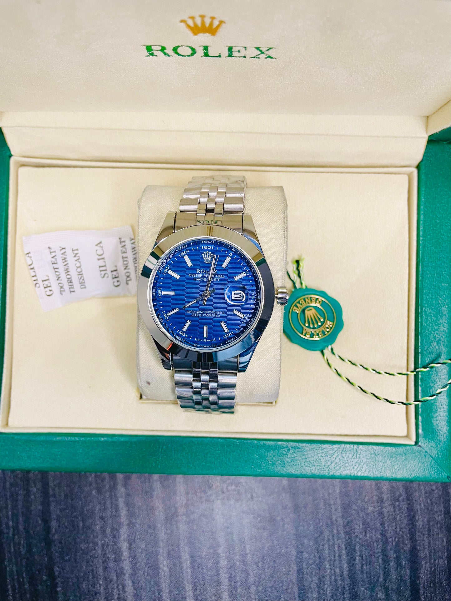 Elegant Silver Tone Watch + Box