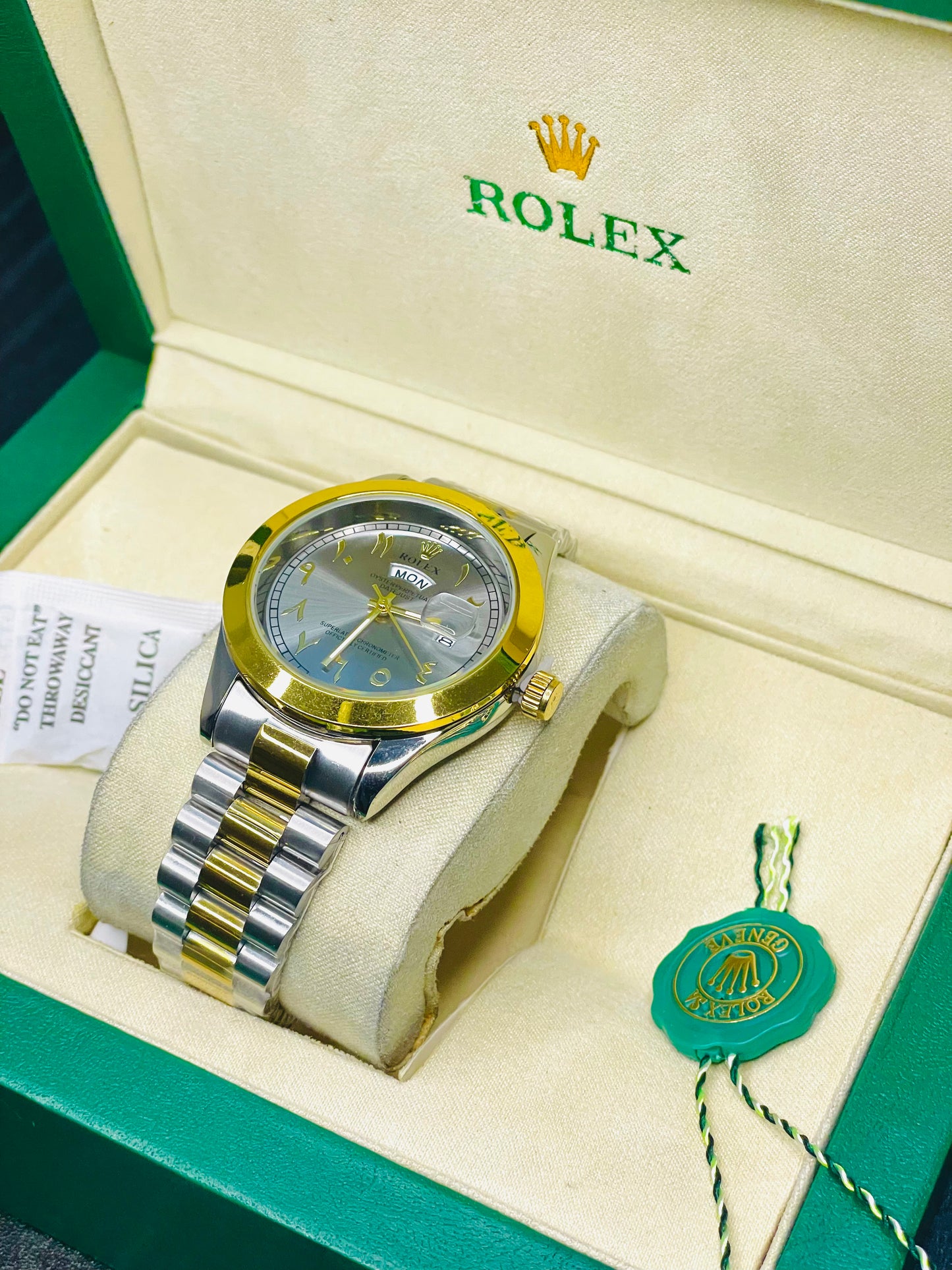 Arabi Dial Luxury Watch with Rolex Box