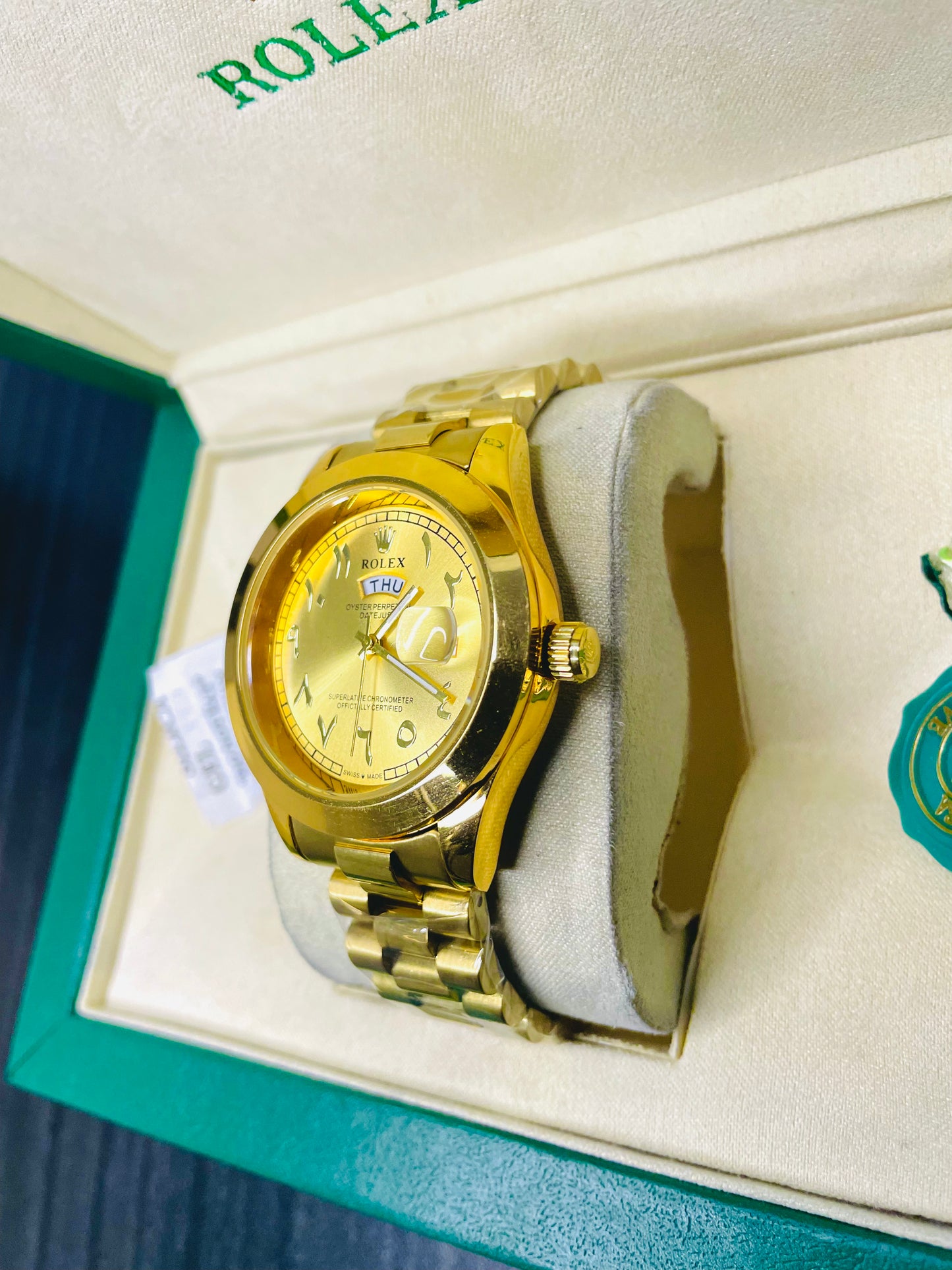 Arabi Dial Luxury Watch with Rolex Box