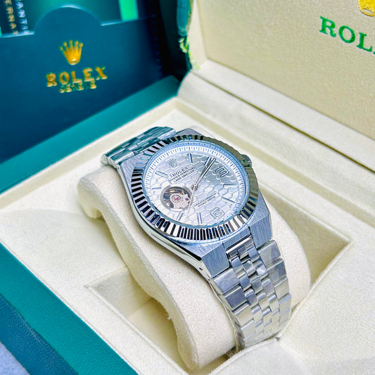 Rolex Oyster Perpetual Land-Dweller watch with honeycomb motif dial