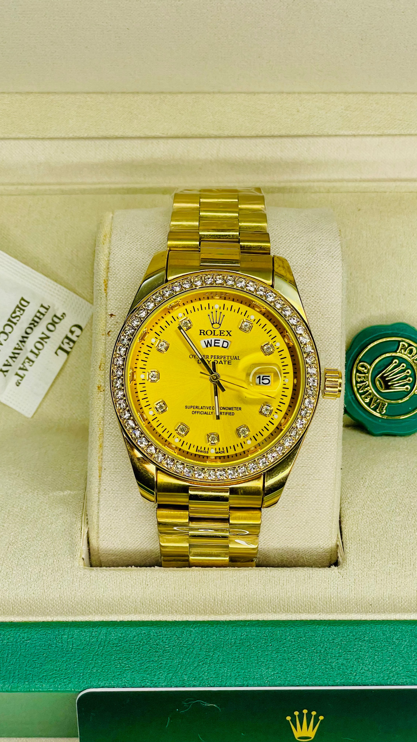 Full Gold Luxury Watch with Original Rolex Box