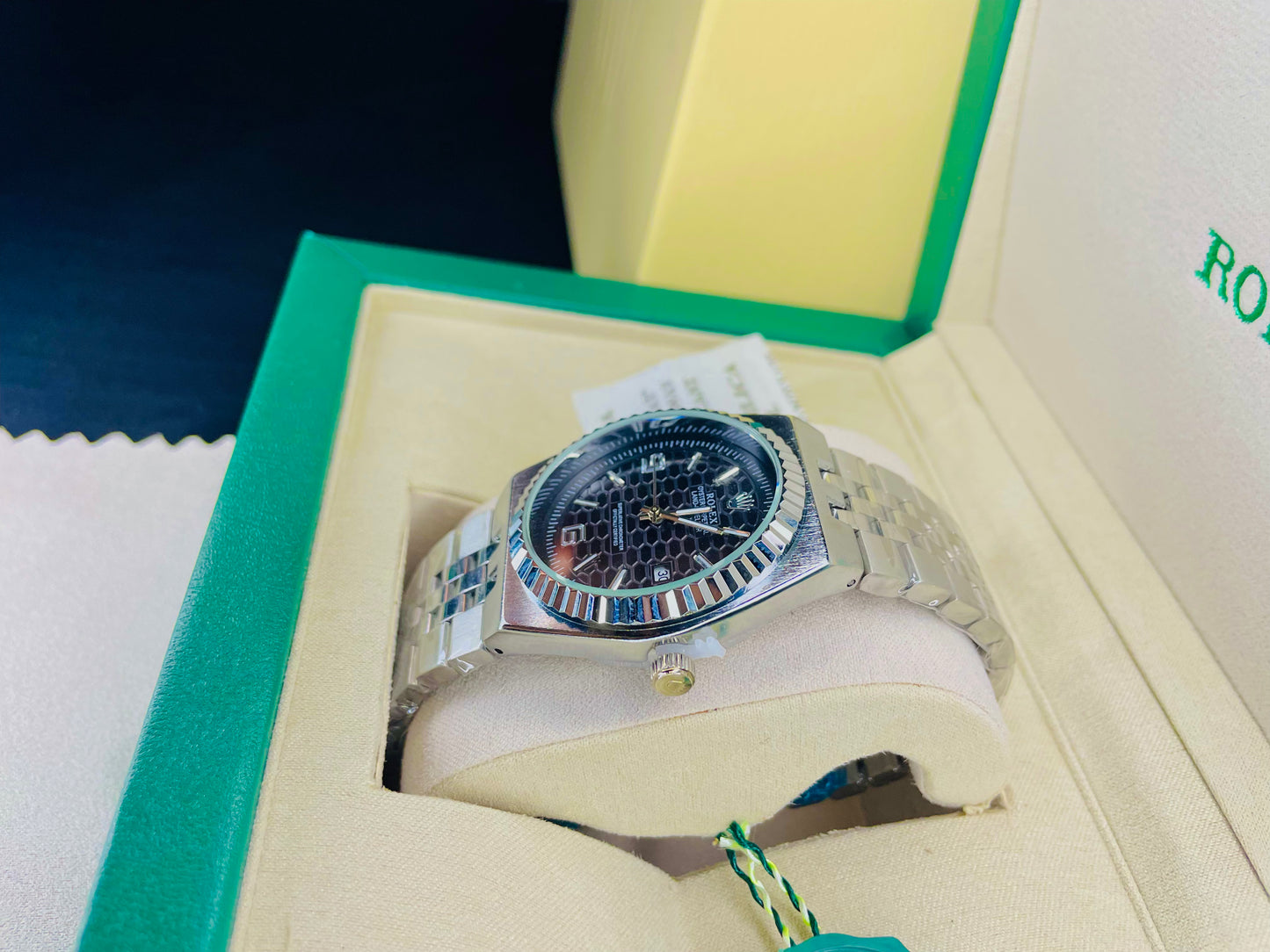 Steel Watch with Rolex Box