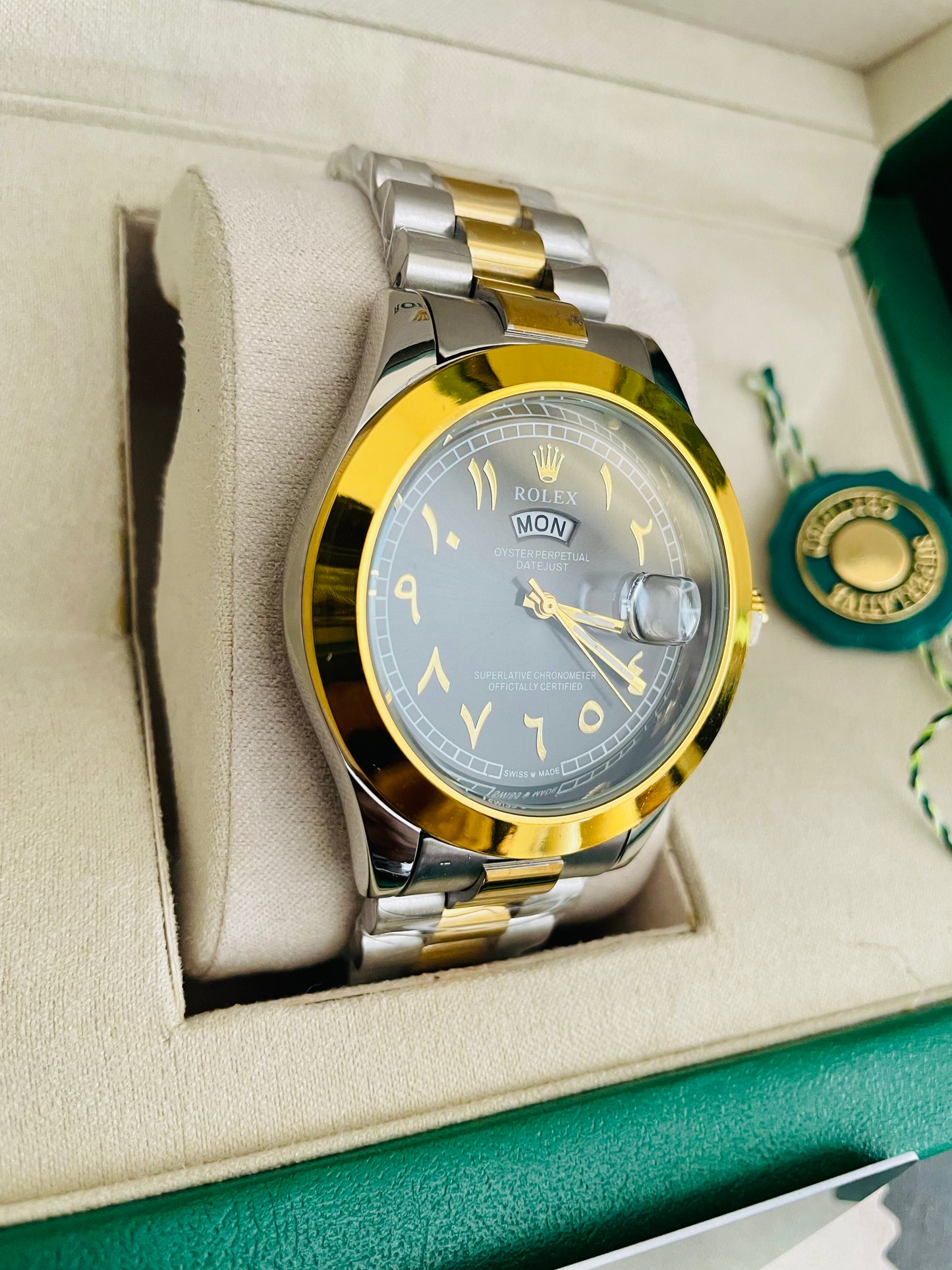 Arabi Dial Luxury Watch with Rolex Box
