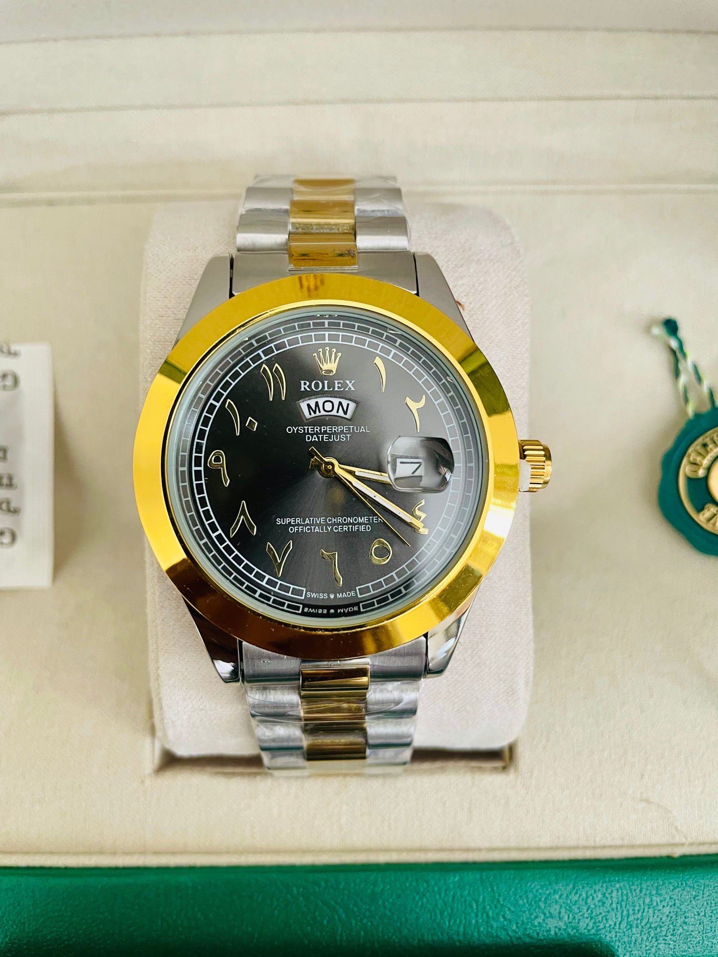 Arabi Dial Luxury Watch with Rolex Box