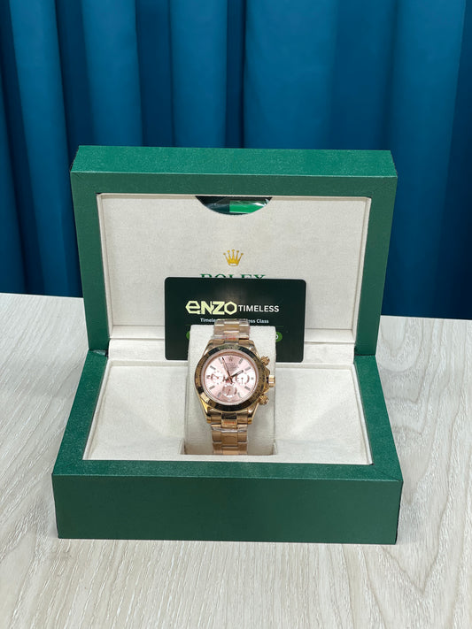 Luxury Gold Chronograph Style Watch – Green Dial Stainless Steel Strap