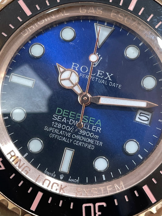 Luxury Deepsea Style Rose Gold Watch – Blue Dial Stainless Steel Strap