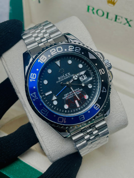 Rolex GMT-Master II watch with a black and blue