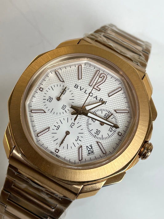 Bvlgari Octo Chronograph Rose Gold White Dial