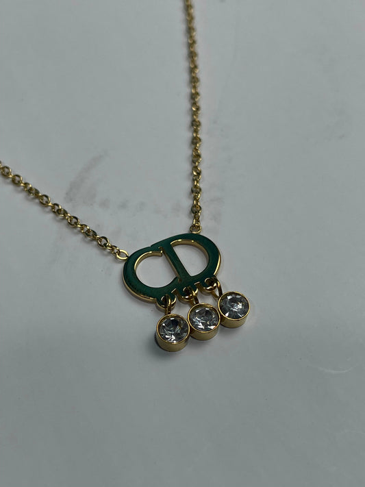 Enzo Elegant Gold Crystal Pendant Necklace