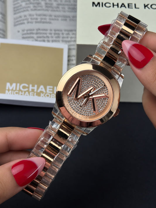 MK Rose Gold Crystal Dial Women's Watch