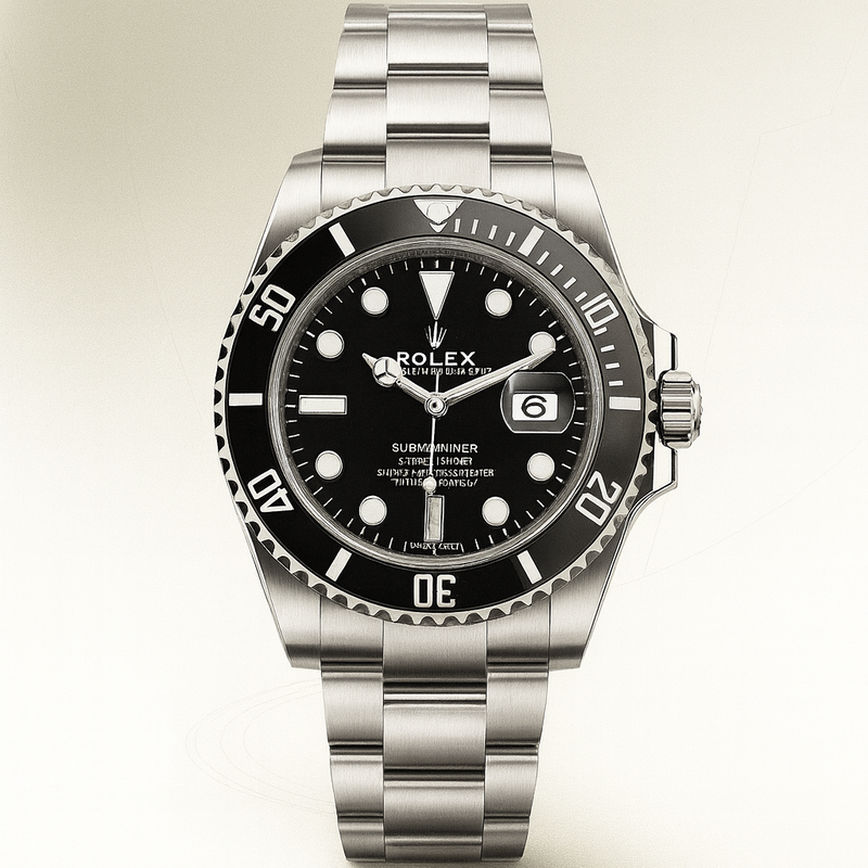 Rolex Oyster Perpetual Submariner Date with a black dial and bezel,