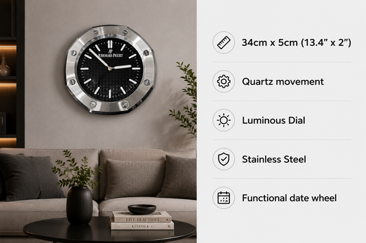 Royal Oak Inspired Stainless Steel Wall Clock