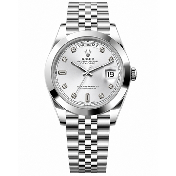 Luxury Silver Day-Date Watch – Diamond Dial Edition
