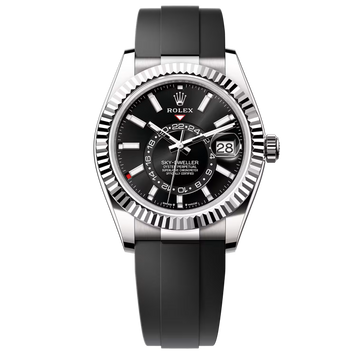 Sky-Dweller Black Dial Silver Case Oysterflex (1:1)