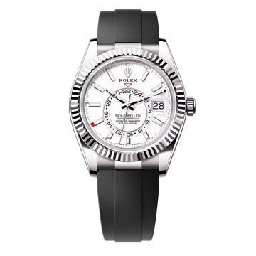 Sky-Dweller White Dial Silver Case Oysterflex (1:1)