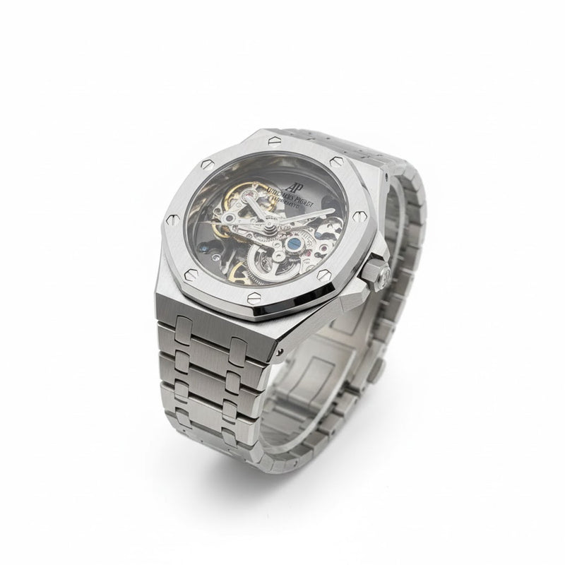 The Royal Skeleton Openworked Automatic Watch Silver Colour